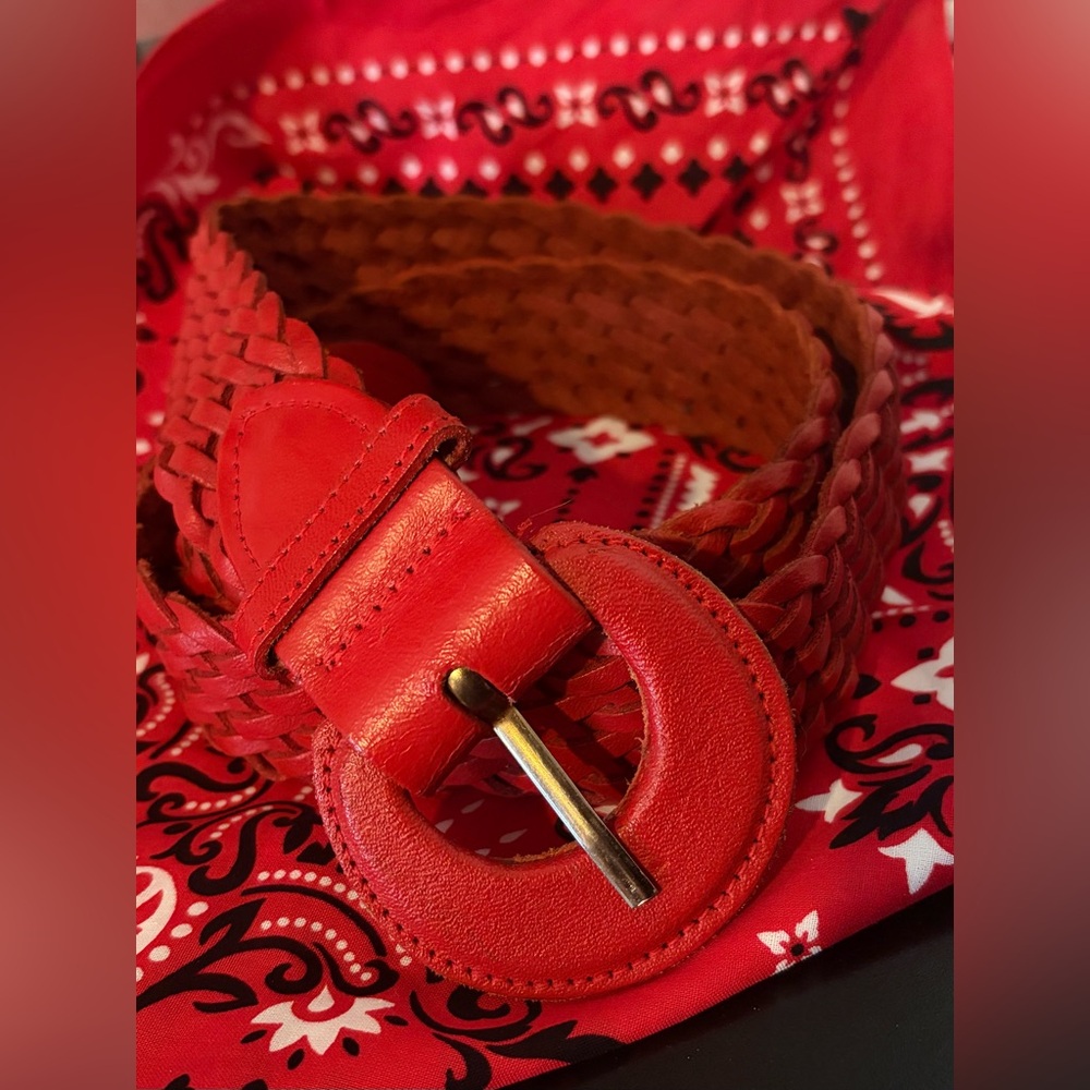Vintage Capezio Red Braided Leather Belt;Size:M/L - Picture 8 of 9
